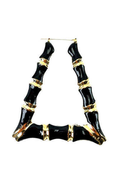 90's Triangle Bamboo Earrings (Black/Gold)