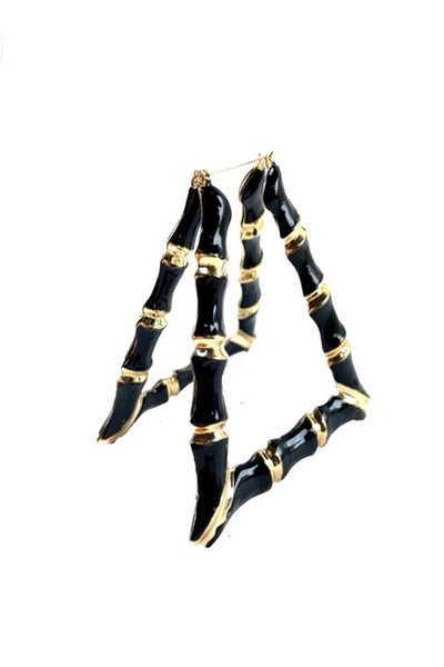 90's Triangle Bamboo Earrings (Black/Gold)