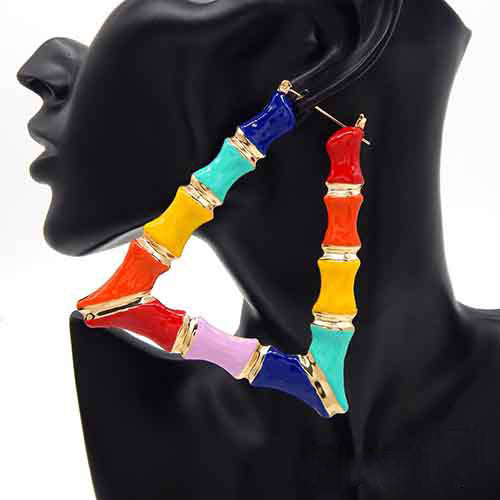 90's Triangle Bamboo Earrings (Colorful)