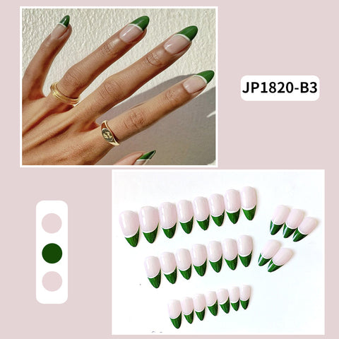 Olive Green French Tip Nail 04