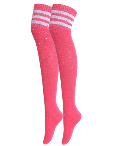 Pink w/ White stripe Knee High Socks